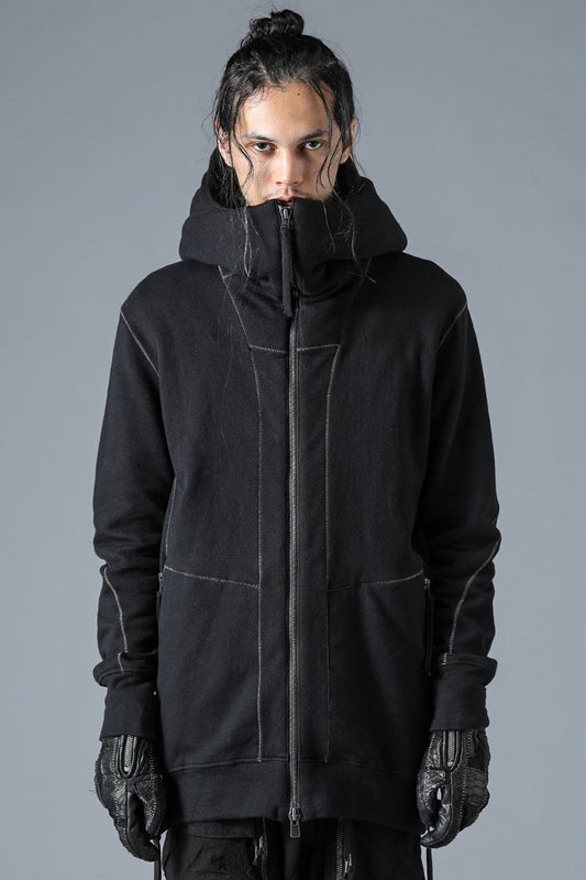 Untwisted yarn-lined hooded jacket Black