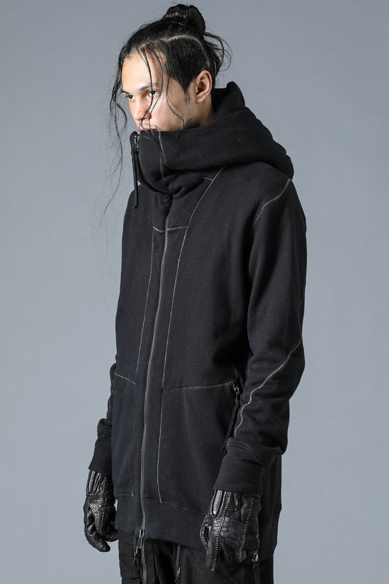 Untwisted yarn-lined hooded jacket Black