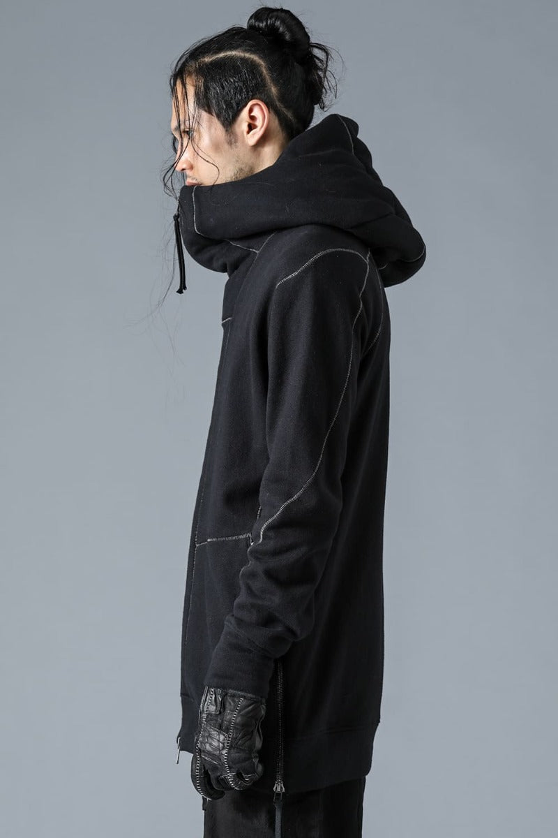 Untwisted yarn-lined hooded jacket Black