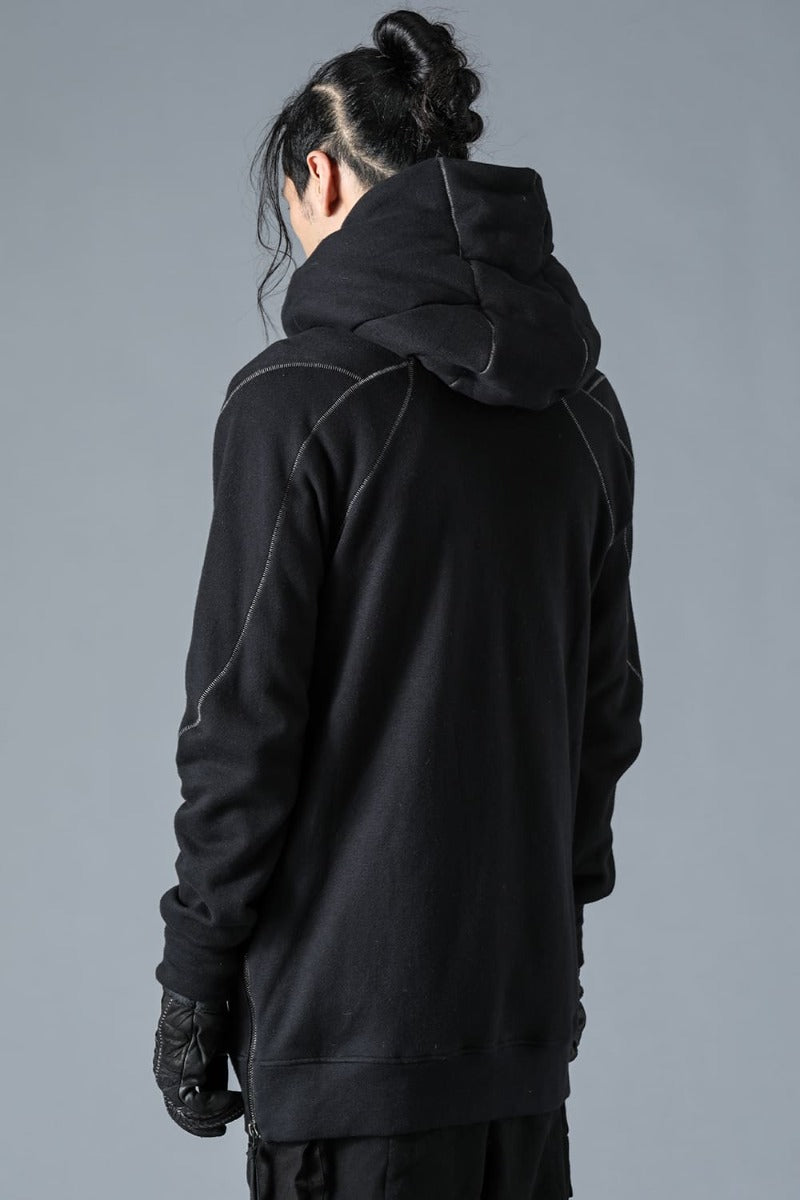 Untwisted yarn-lined hooded jacket Black