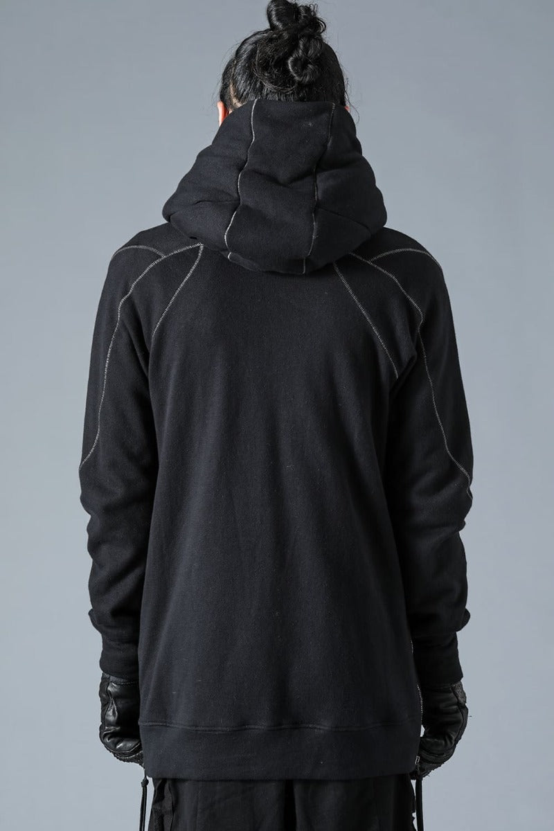 Untwisted yarn-lined hooded jacket Black