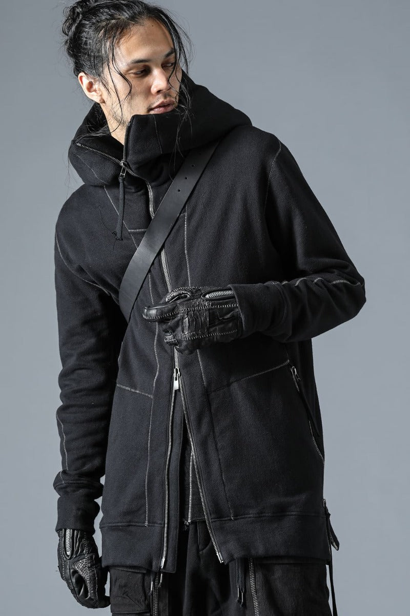 Untwisted yarn-lined hooded jacket Black