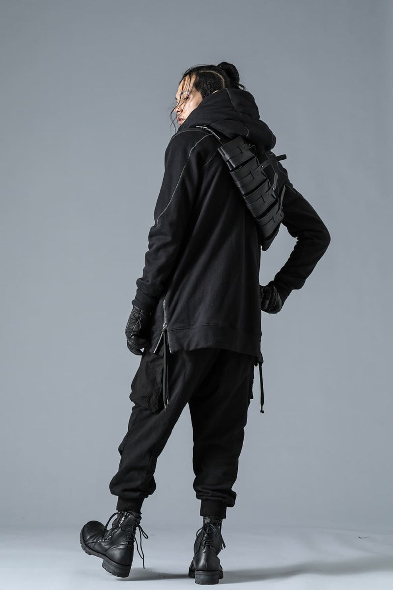 Untwisted yarn-lined hooded jacket Black