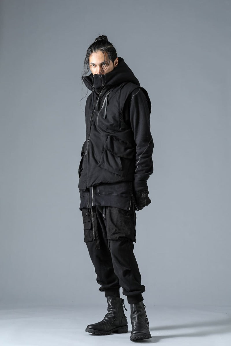 Untwisted yarn-lined hooded jacket Black