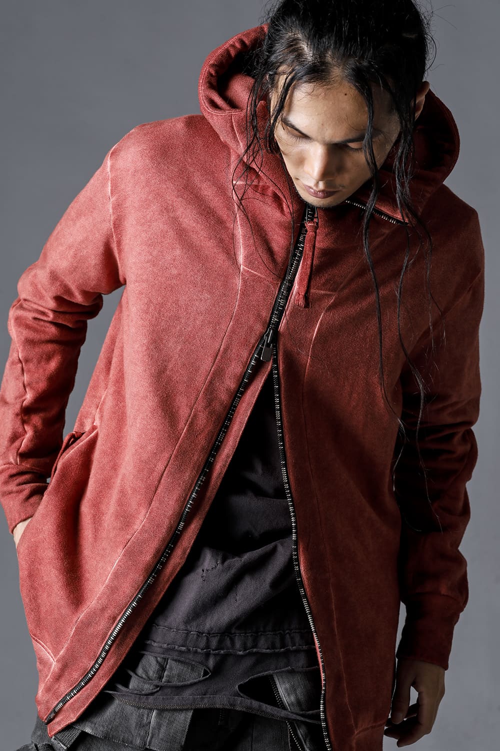 Untwisted Fleece-Lined Hooded Jacket Brick