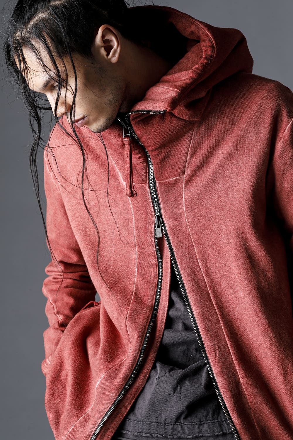 Untwisted Fleece-Lined Hooded Jacket Brick