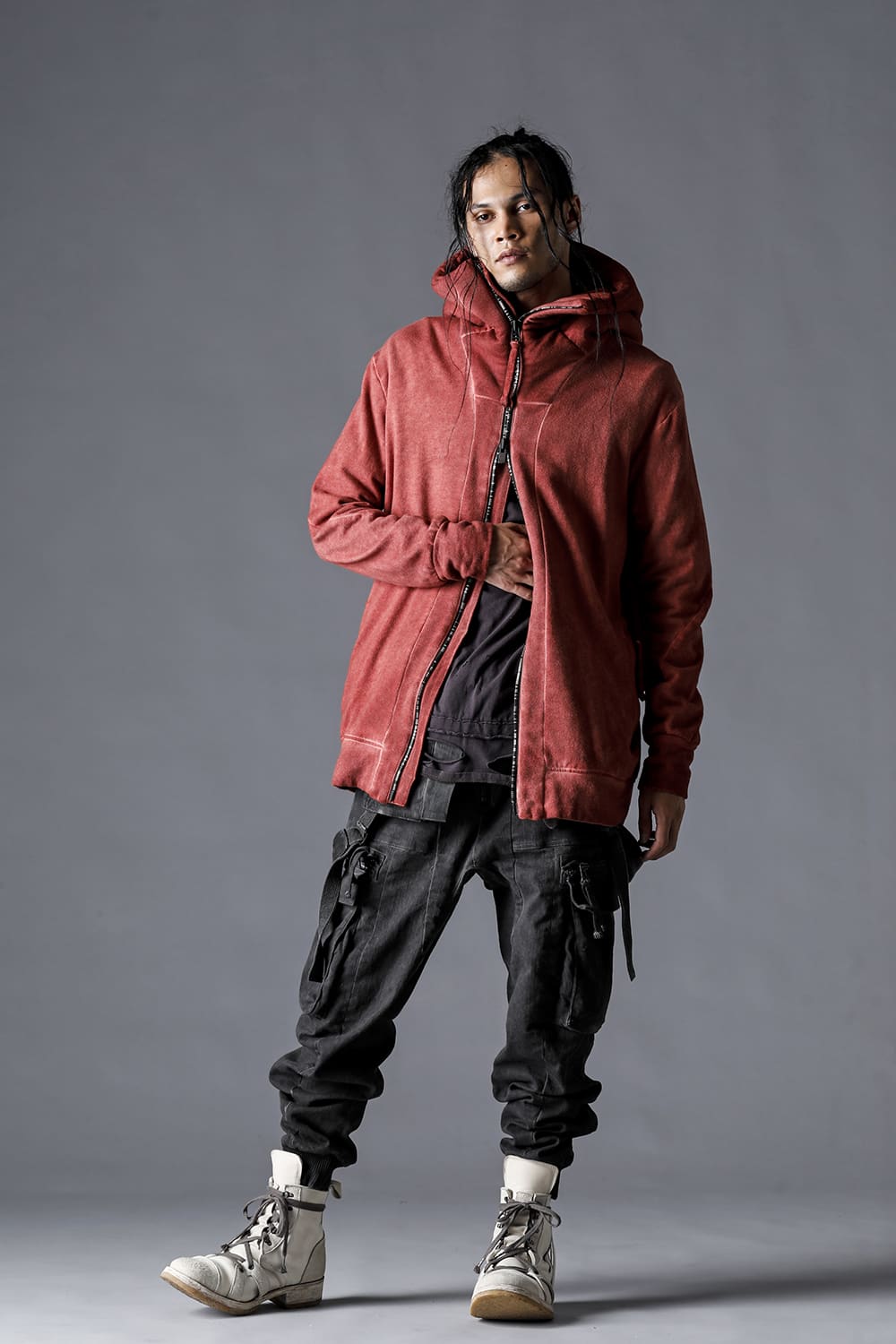 Untwisted Fleece-Lined Hooded Jacket Brick