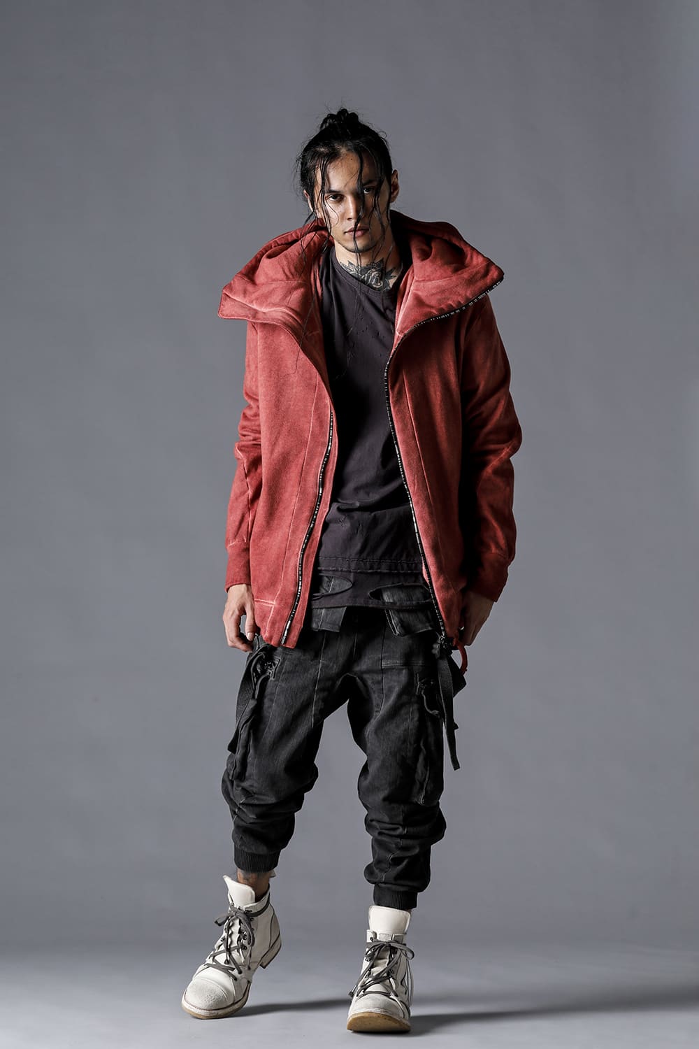 Untwisted Fleece-Lined Hooded Jacket Brick