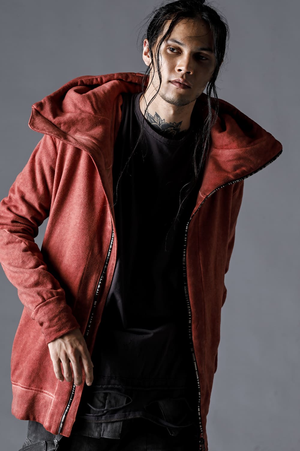 Untwisted Fleece-Lined Hooded Jacket Brick