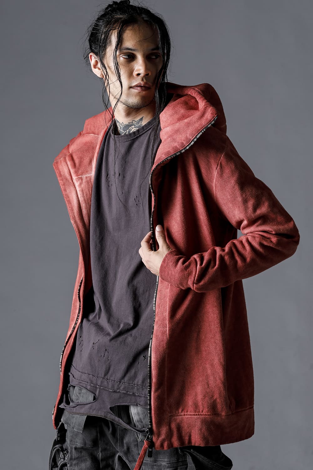 Untwisted Fleece-Lined Hooded Jacket Brick