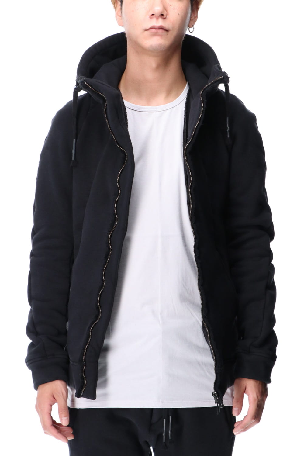 Hyper stretch Cotton jersey Hooded Jacket Black