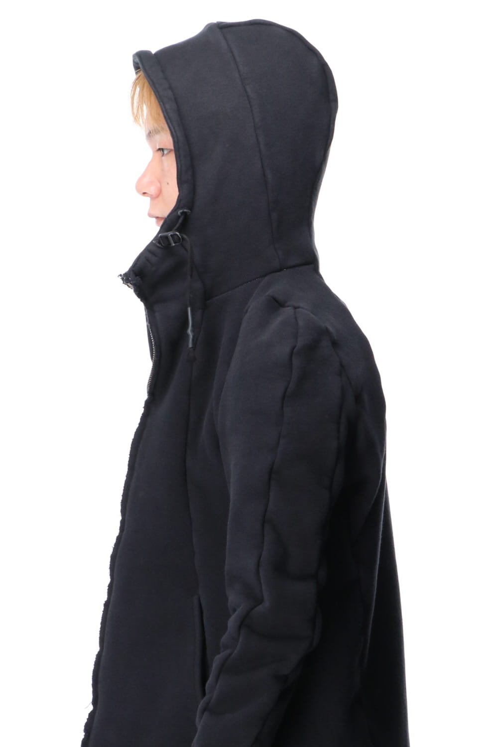 Hyper stretch Cotton jersey Hooded Jacket Black