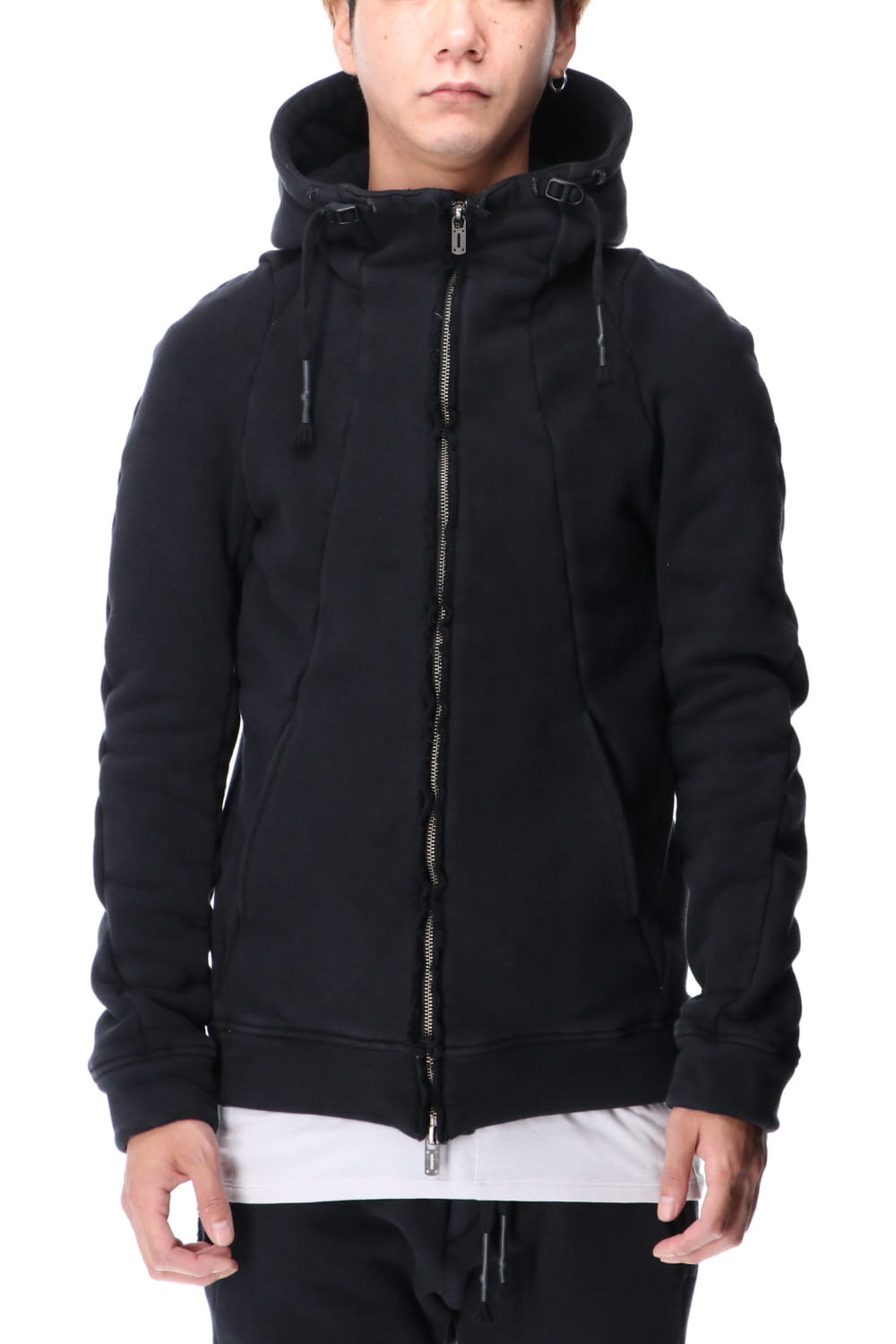 Hyper stretch Cotton jersey Hooded Jacket Black