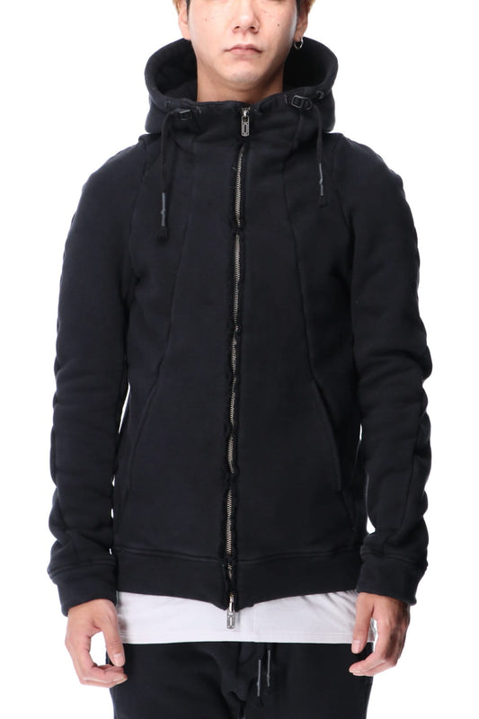 Hyper stretch Cotton jersey Hooded Jacket Black