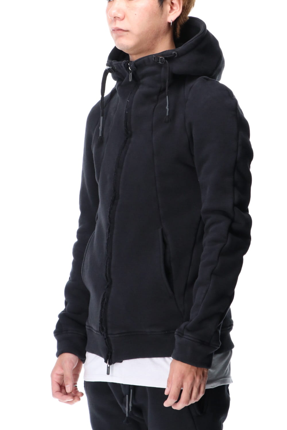 Hyper stretch Cotton jersey Hooded Jacket Black