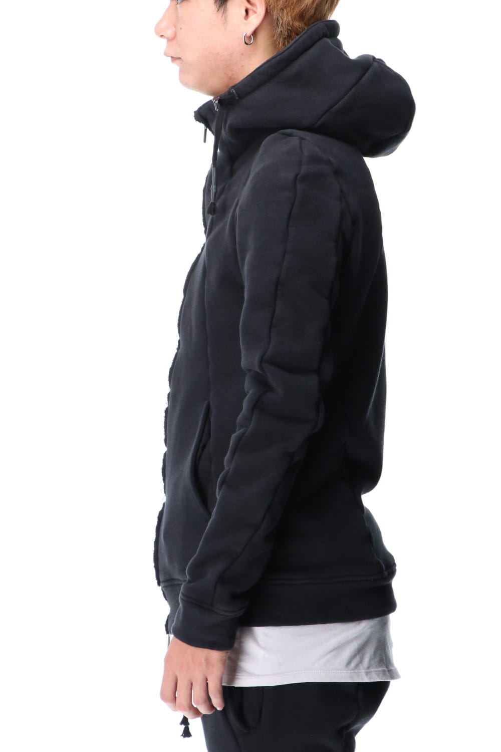 Hyper stretch Cotton jersey Hooded Jacket Black