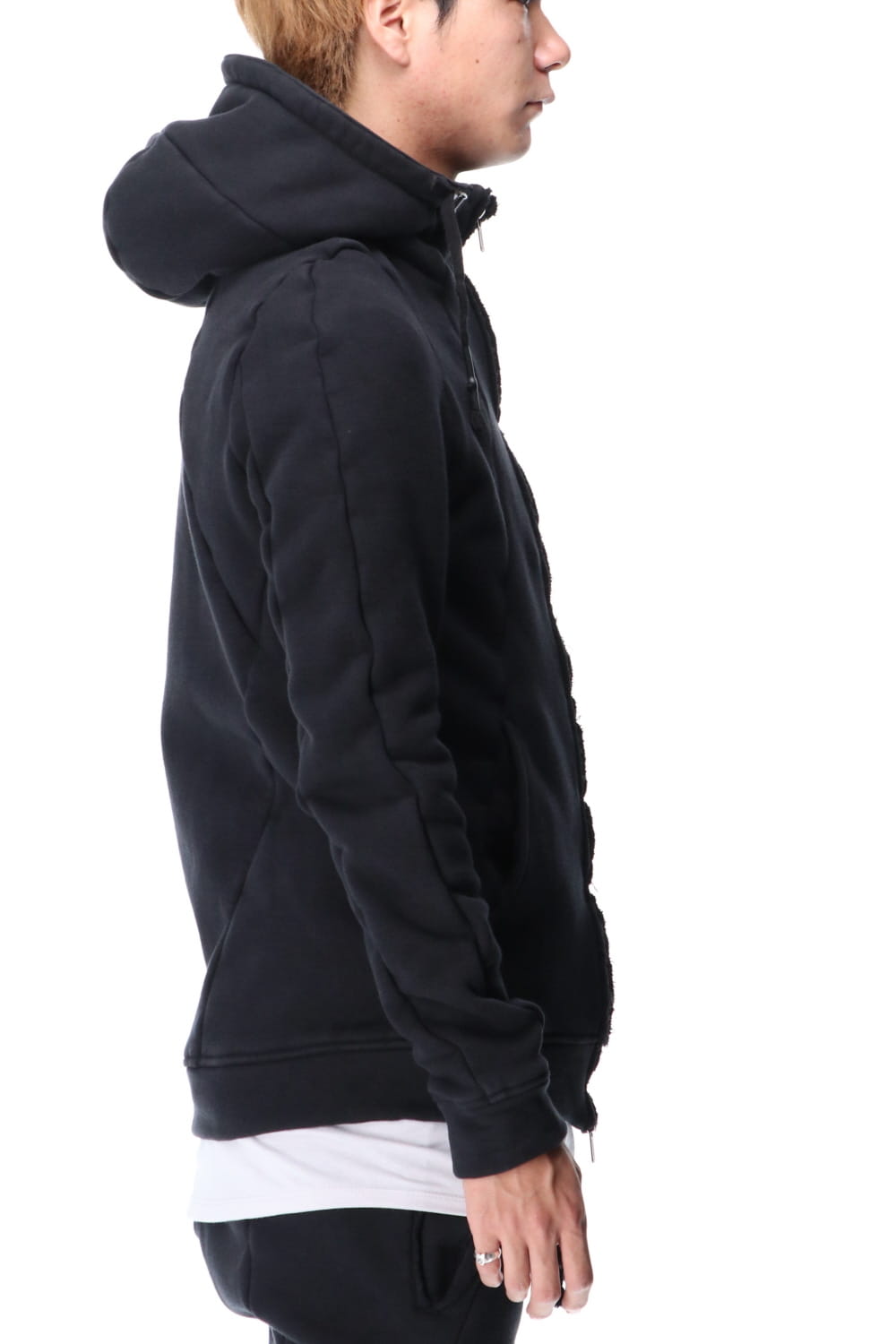 Hyper stretch Cotton jersey Hooded Jacket Black