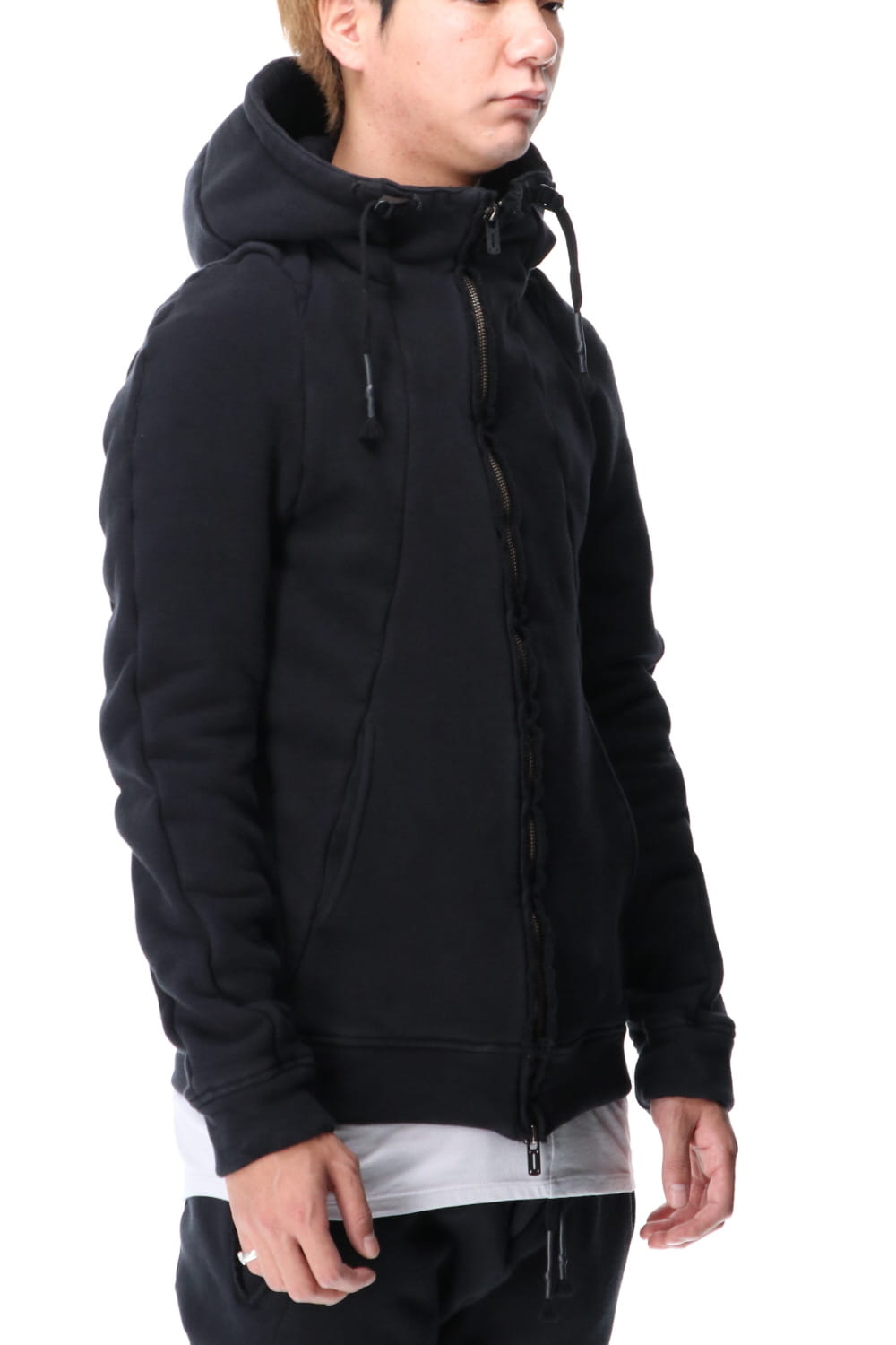 Hyper stretch Cotton jersey Hooded Jacket Black