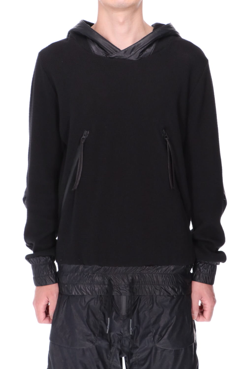 Honeycomb cotton jersey pullover hoodie