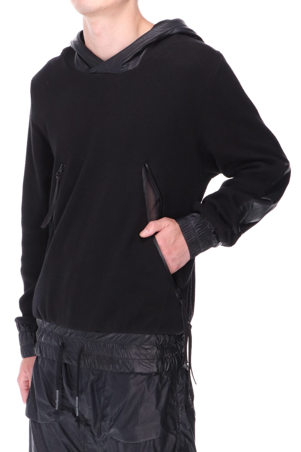 Honeycomb cotton jersey pullover hoodie