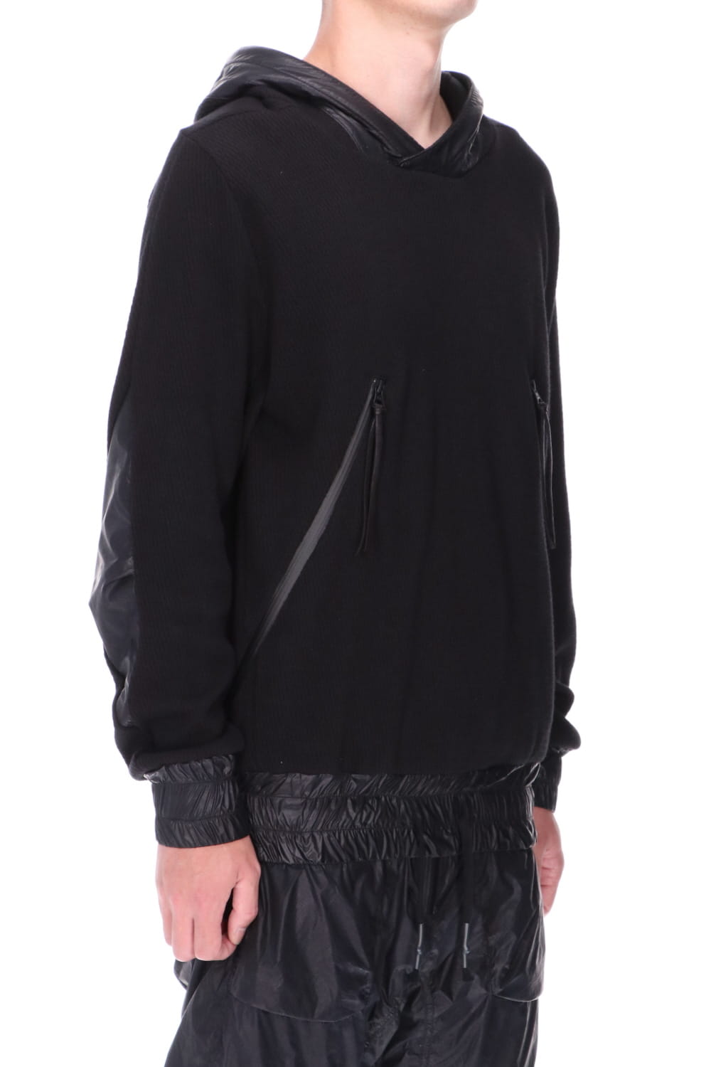 Honeycomb cotton jersey pullover hoodie