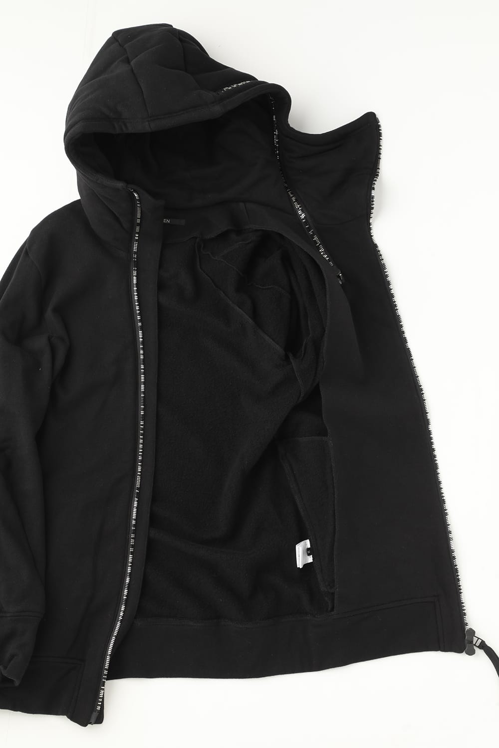 Double Zipper Hooded Jacket w/Untwisted Yarn Fleece Lining Black