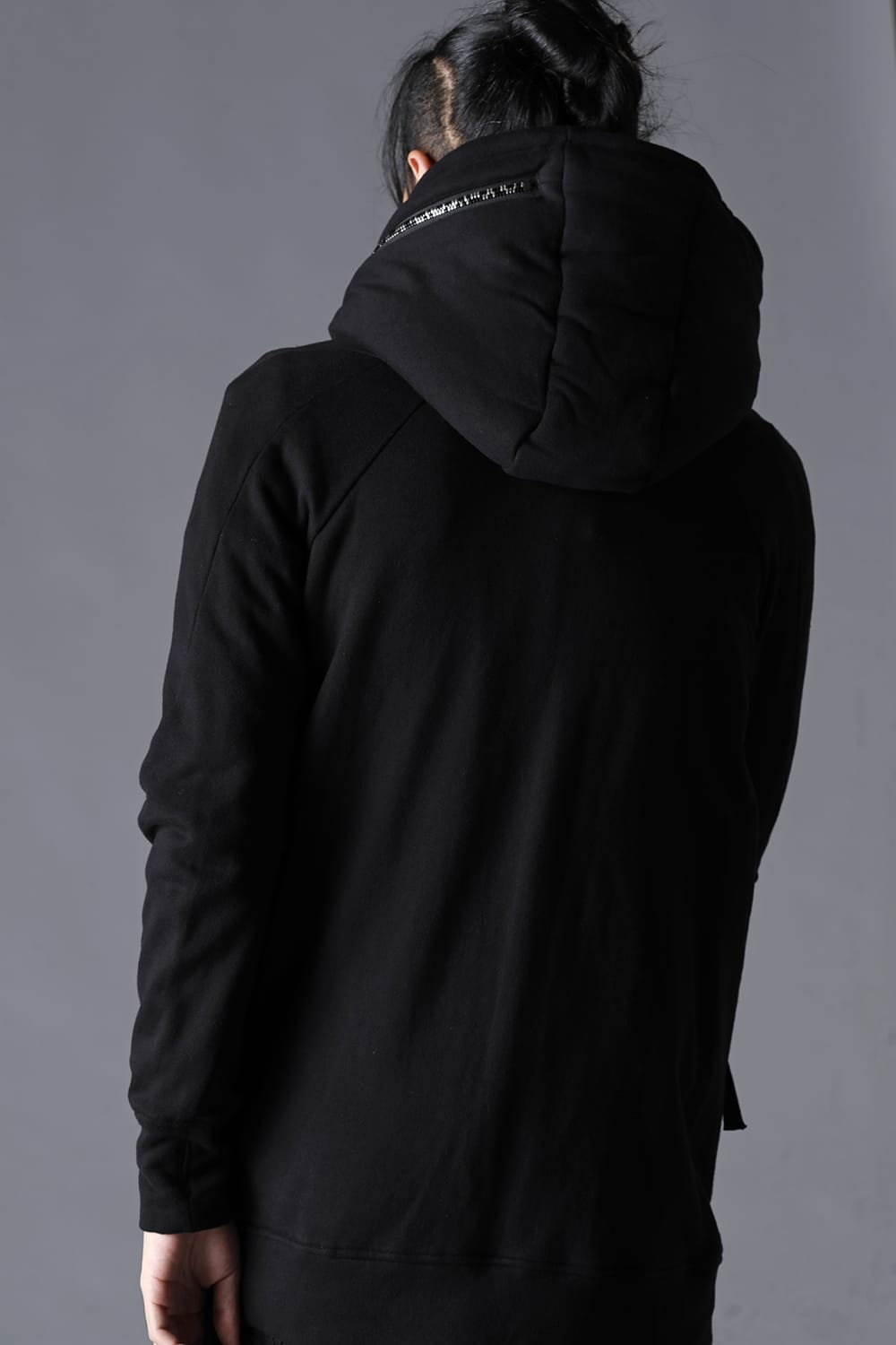 Double Zipper Hooded Jacket w/Untwisted Yarn Fleece Lining Black