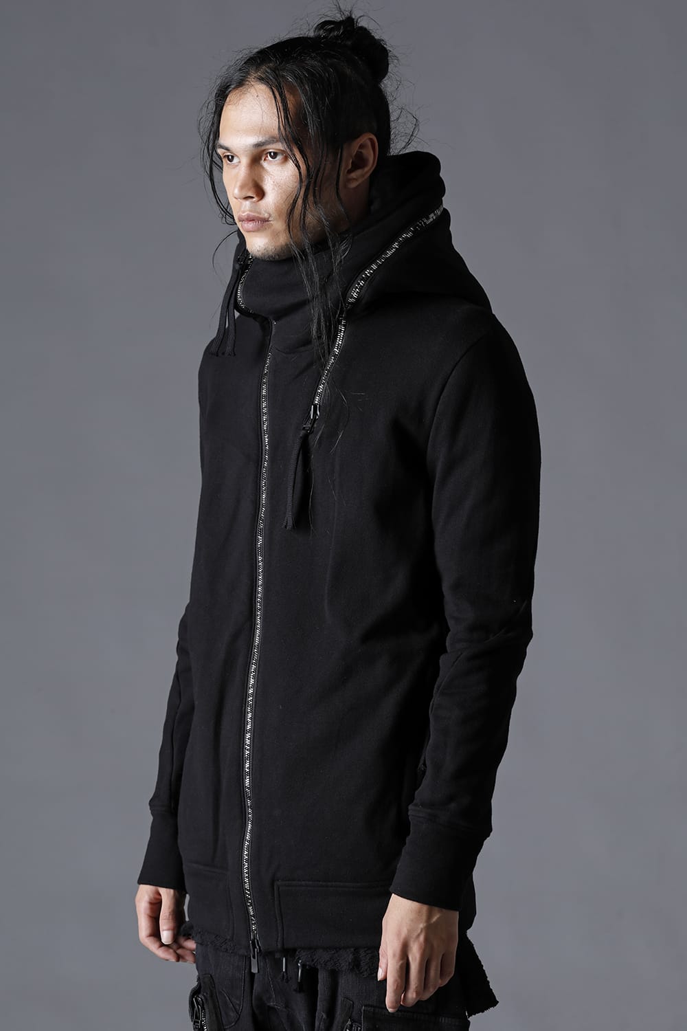 Double Zipper Hooded Jacket w/Untwisted Yarn Fleece Lining Black