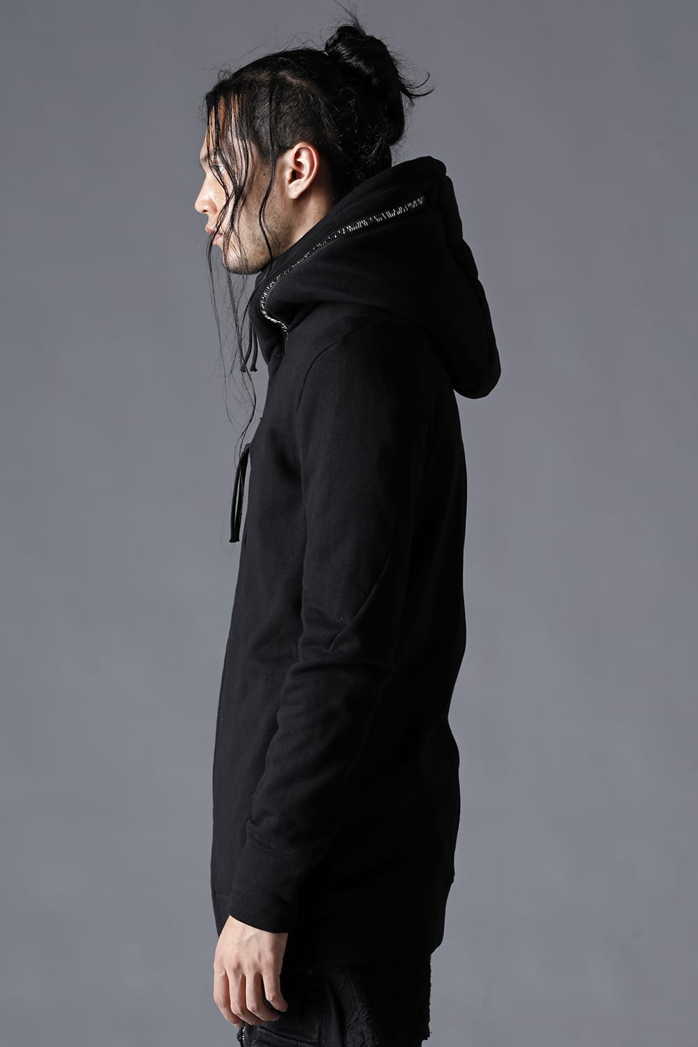 Double Zipper Hooded Jacket w/Untwisted Yarn Fleece Lining Black