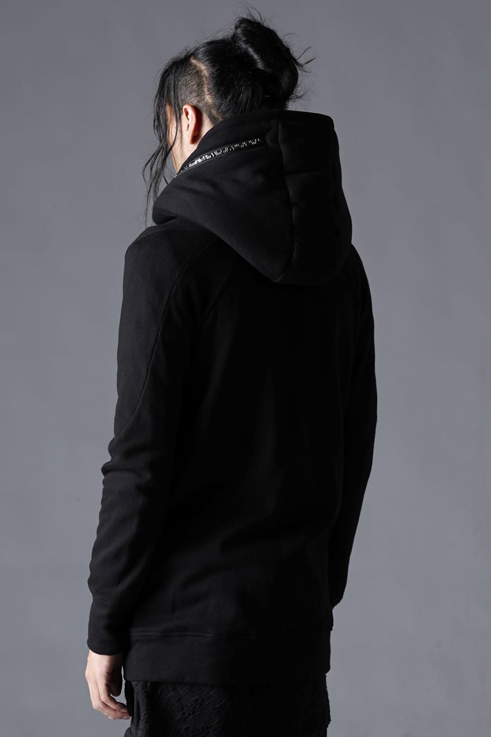 Double Zipper Hooded Jacket w/Untwisted Yarn Fleece Lining Black