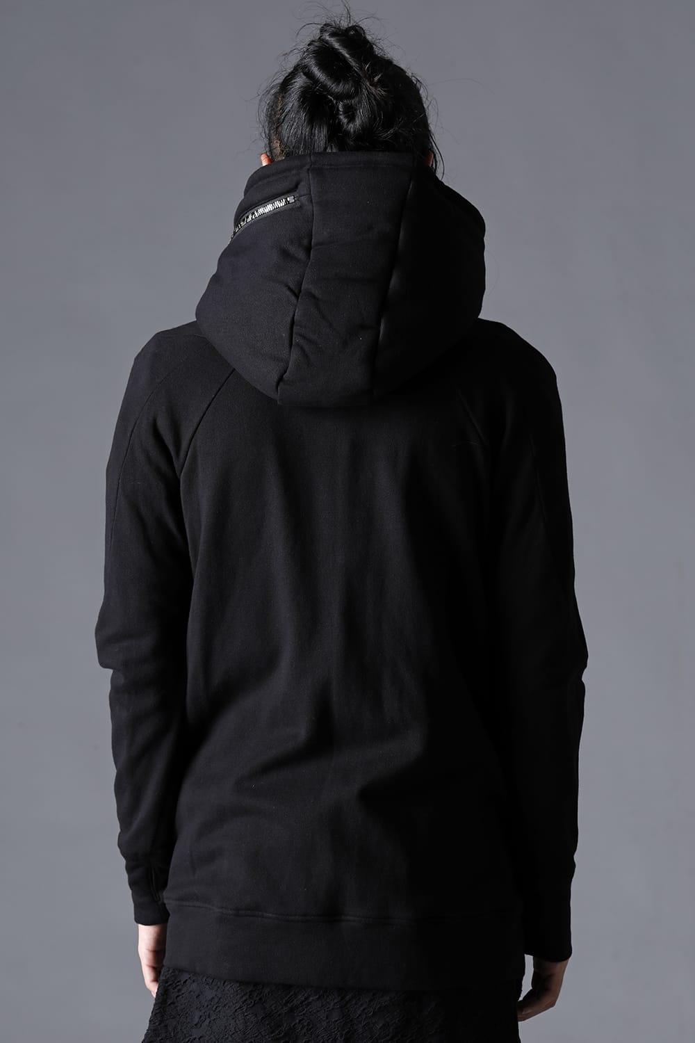 Double Zipper Hooded Jacket w/Untwisted Yarn Fleece Lining Black