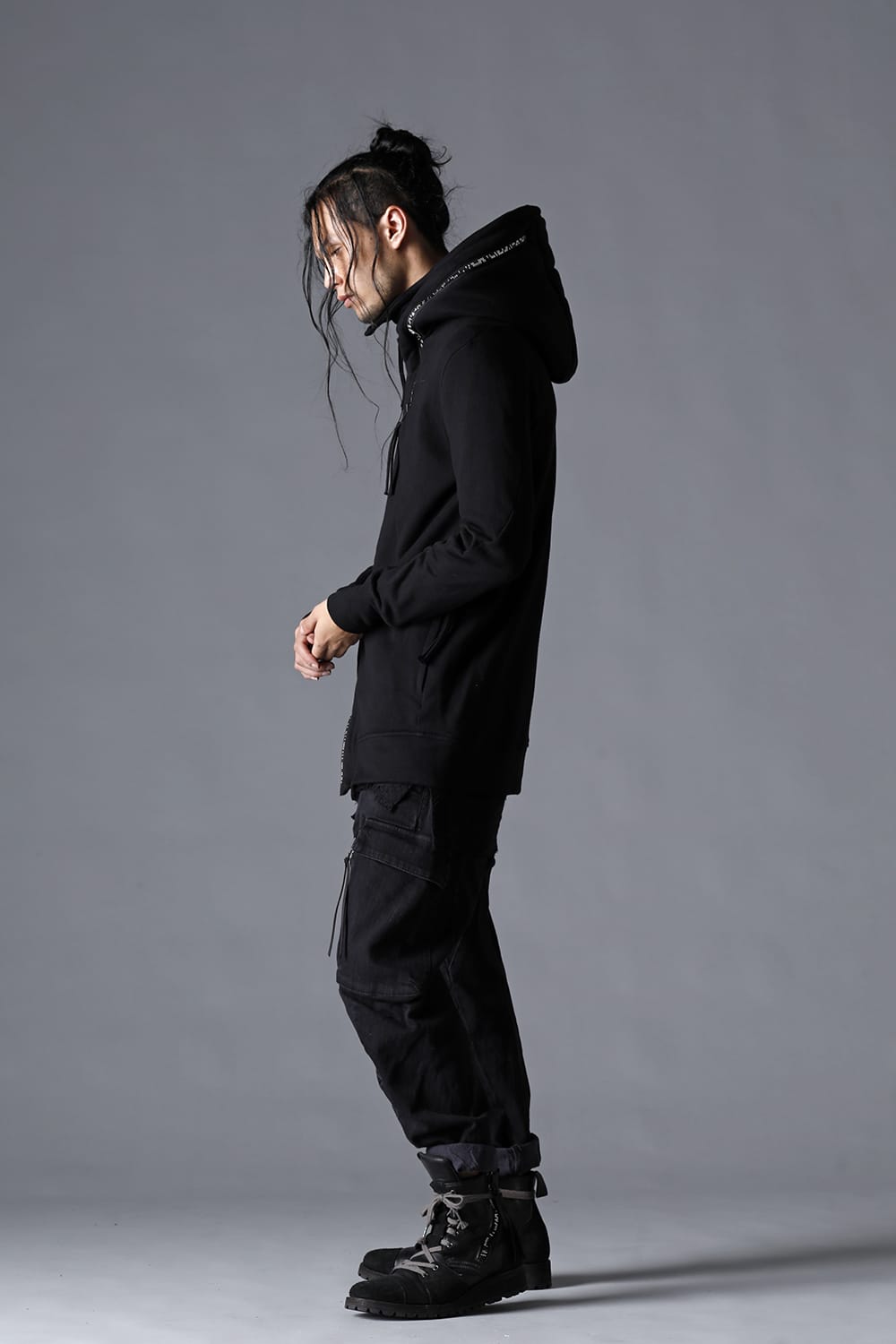 Double Zipper Hooded Jacket w/Untwisted Yarn Fleece Lining Black