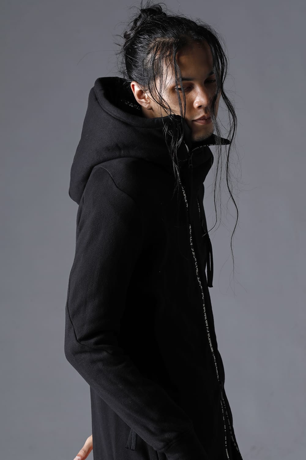 Double Zipper Hooded Jacket w/Untwisted Yarn Fleece Lining Black