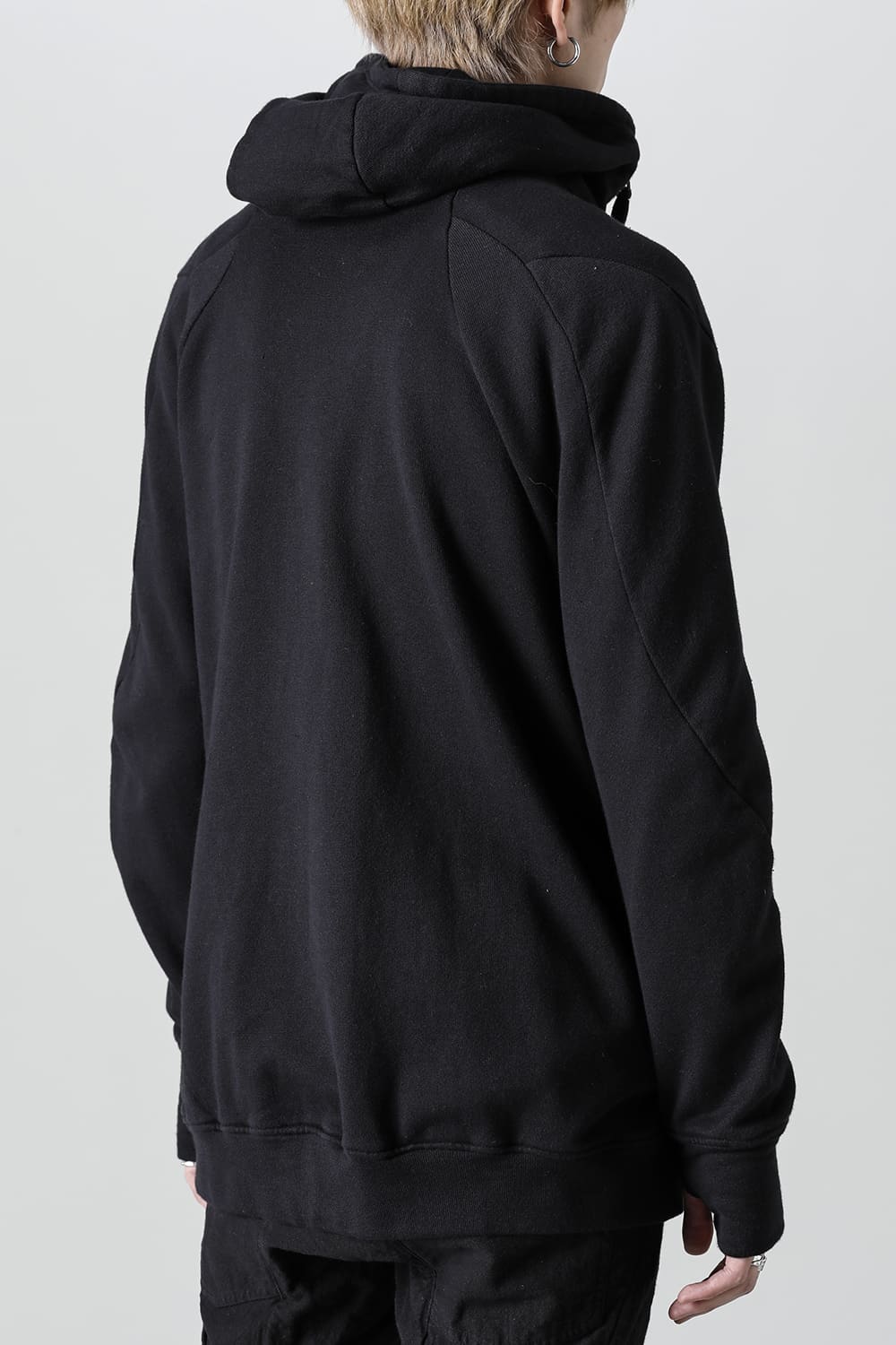 Cold Dyed Untwisted Soft Cotton JerseyZipper Hoodie  Black