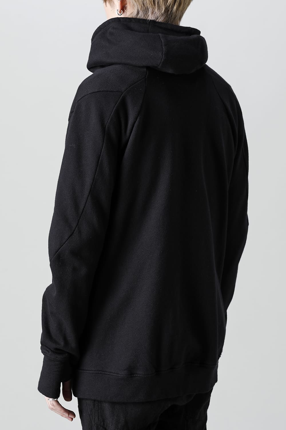 Cold Dyed Untwisted Soft Cotton JerseyZipper Hoodie  Black