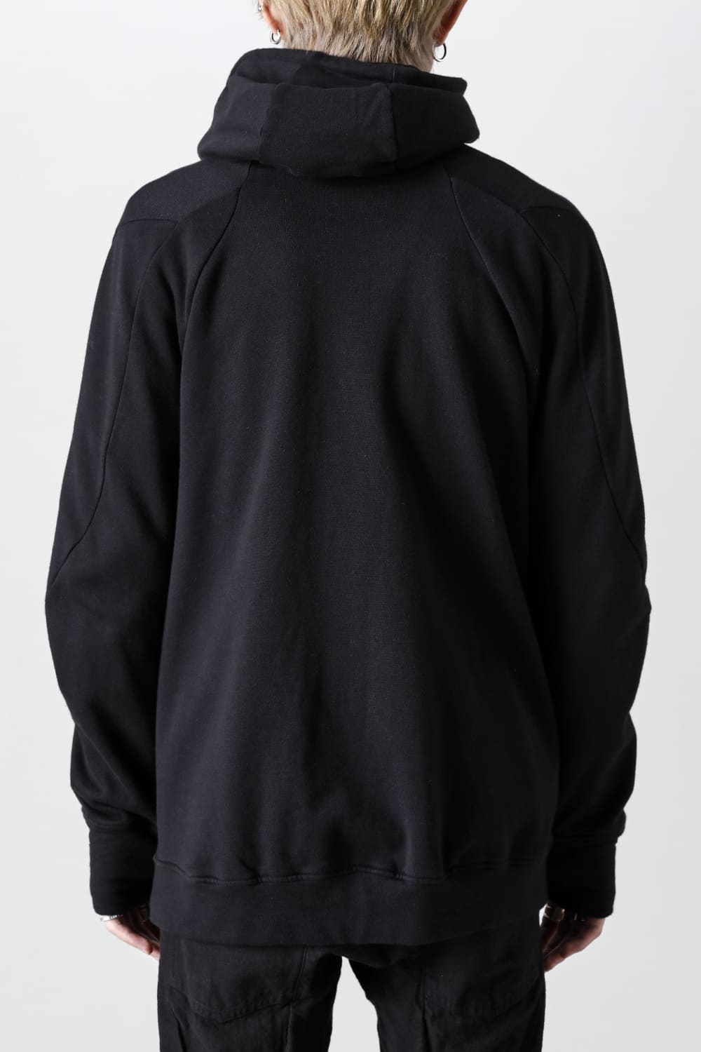 Cold Dyed Untwisted Soft Cotton JerseyZipper Hoodie  Black