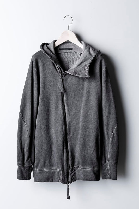 Cold Dyed Untwisted Soft Cotton JerseyZipper Hoodie  Charcoal