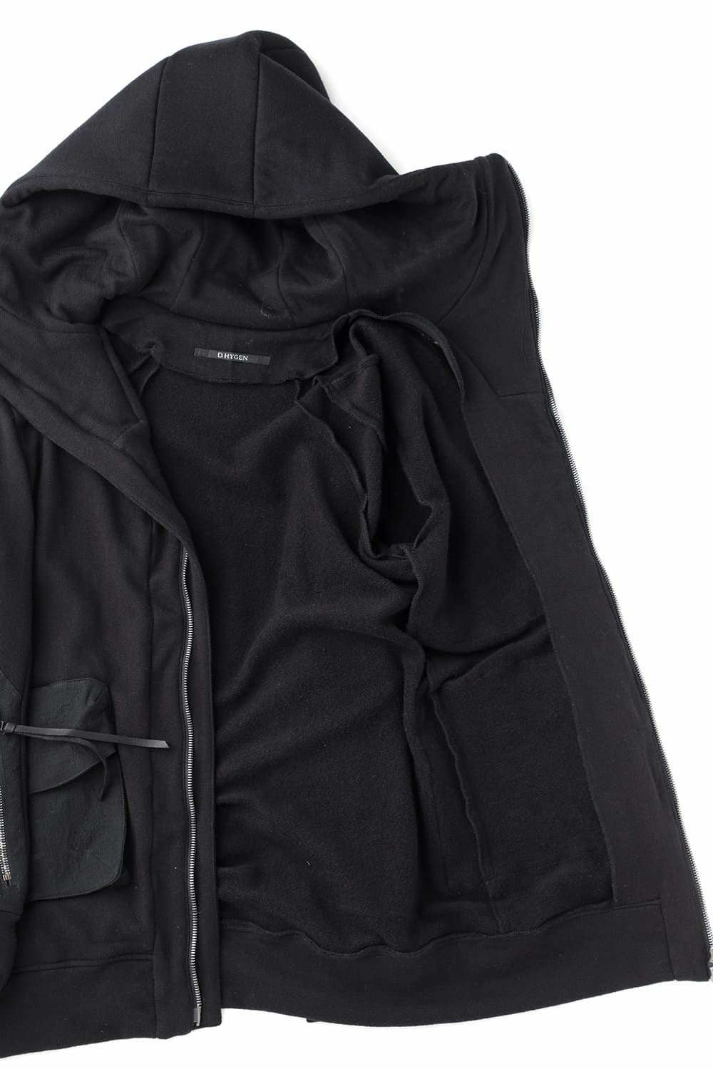 Untwisted Fleece Lining x Dimple-Cotton Rip-Stop Hooded Jacket Black