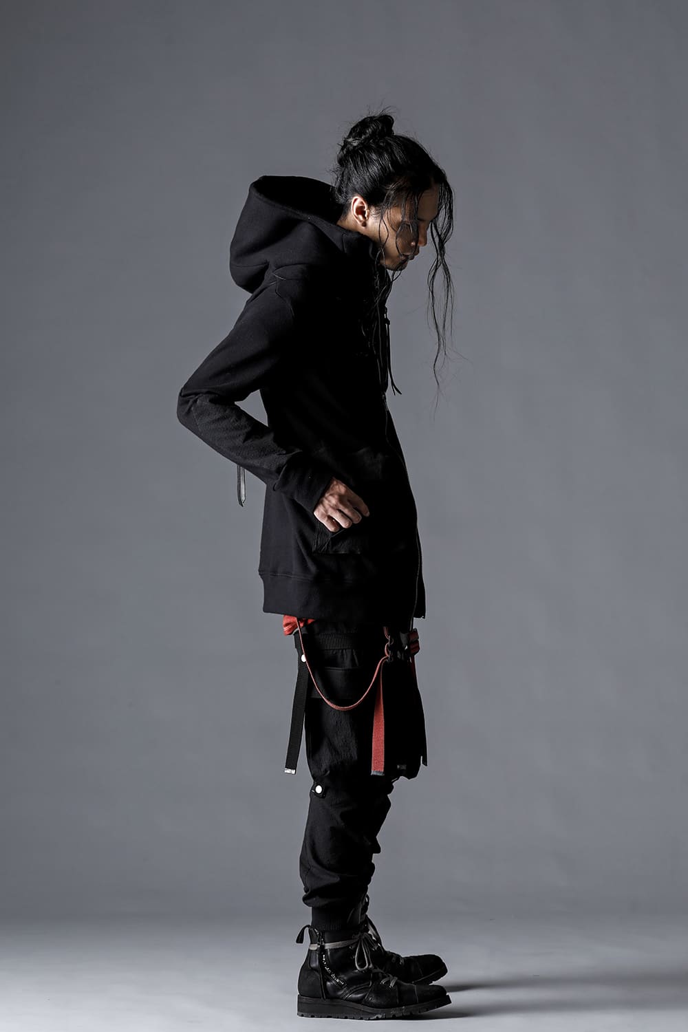 Untwisted Fleece Lining x Dimple-Cotton Rip-Stop Hooded Jacket Black