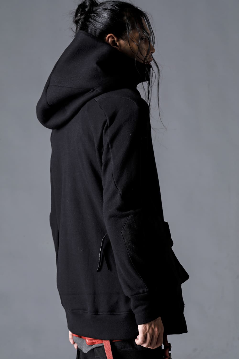 Untwisted Fleece Lining x Dimple-Cotton Rip-Stop Hooded Jacket Black