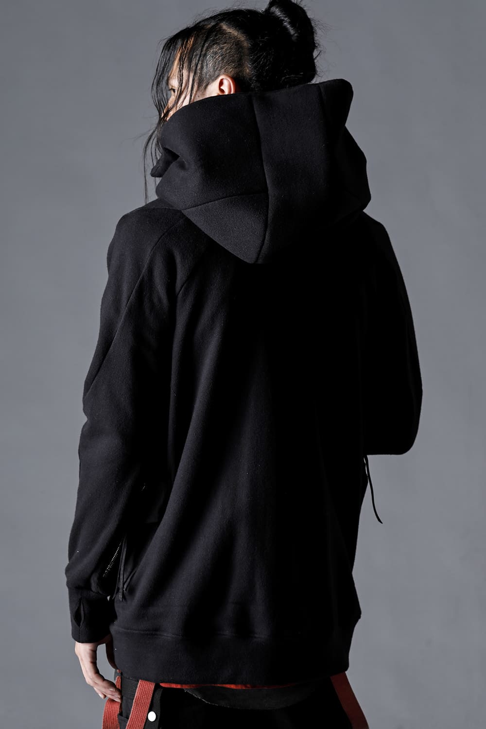 Untwisted Fleece Lining x Dimple-Cotton Rip-Stop Hooded Jacket Black