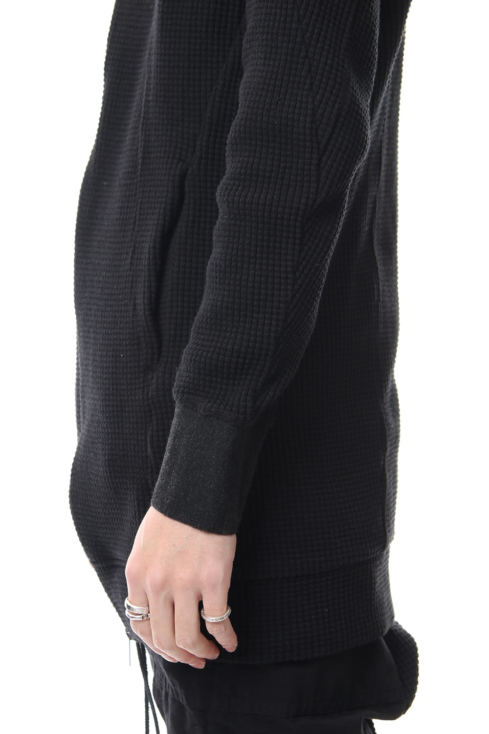 Heavy Waffle Long Bomber Cardigan