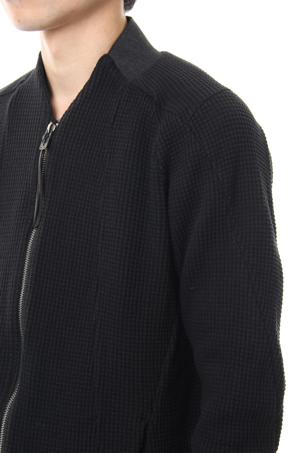 Heavy Waffle Long Bomber Cardigan