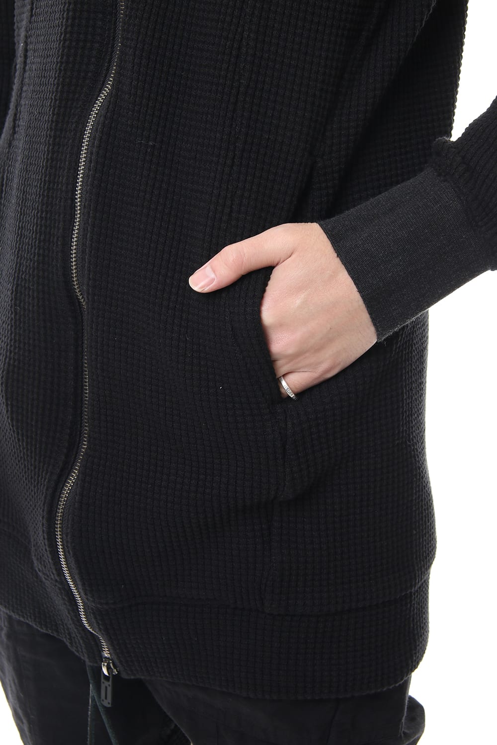 Heavy Waffle Long Bomber Cardigan