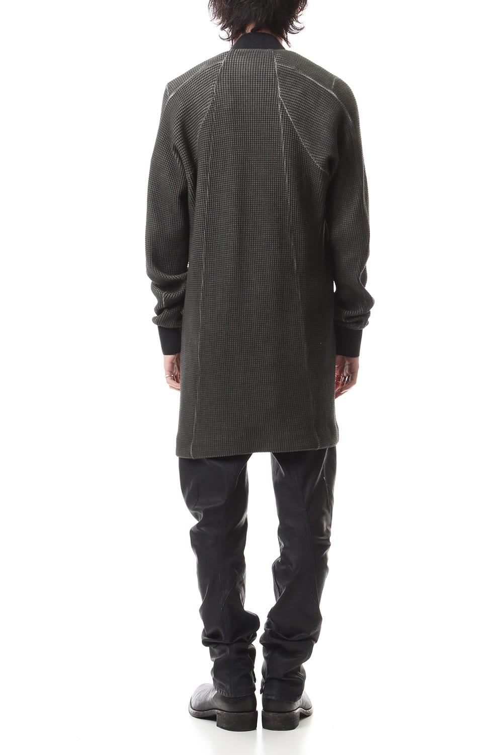 Heavy Waffle Long Bomber Cardigan