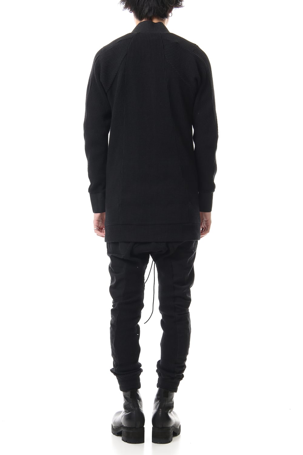 Heavy Waffle Long Bomber Cardigan