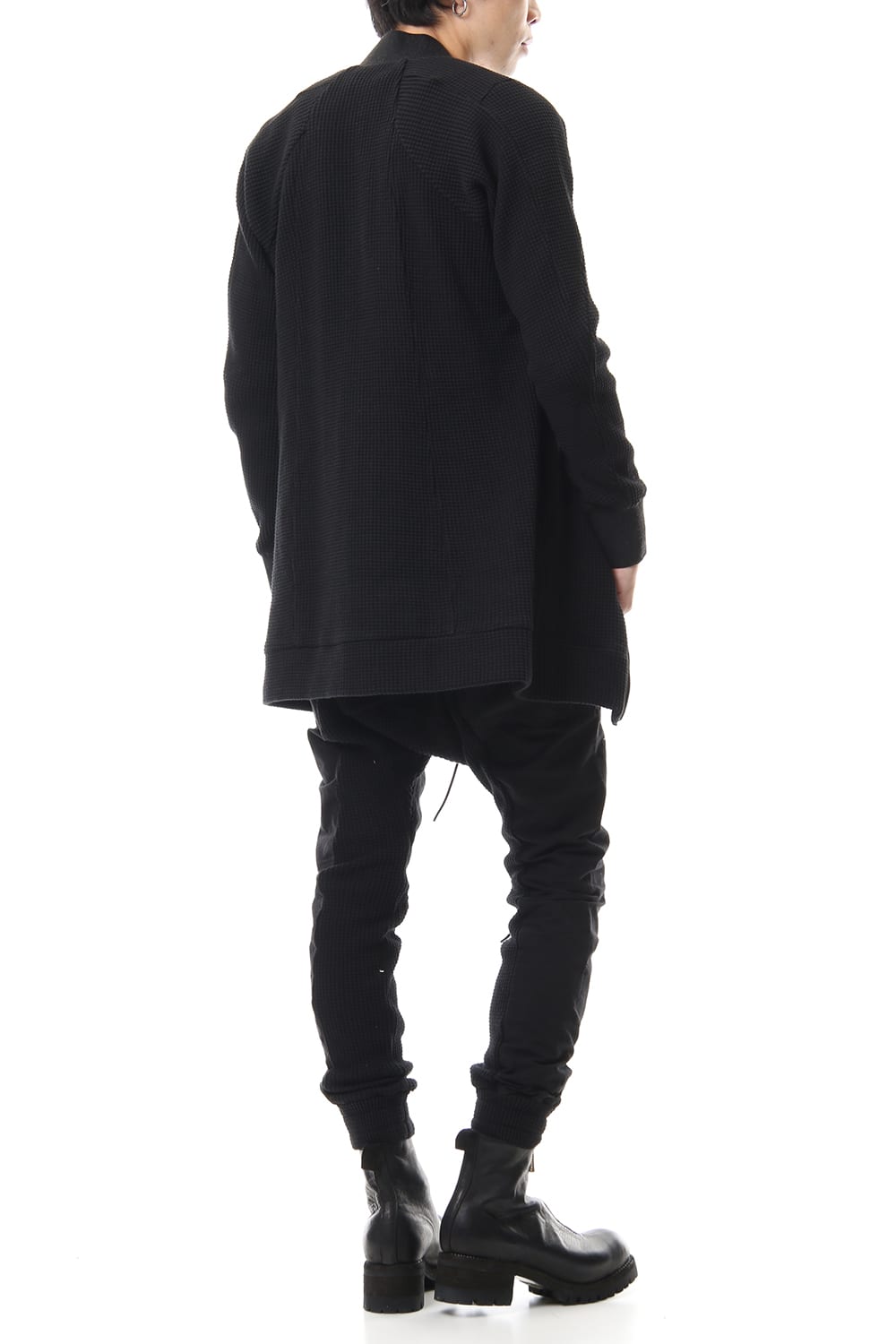 Heavy Waffle Long Bomber Cardigan