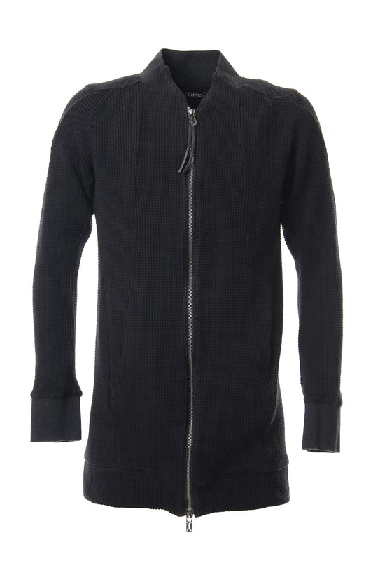 Heavy Waffle Long Bomber Cardigan