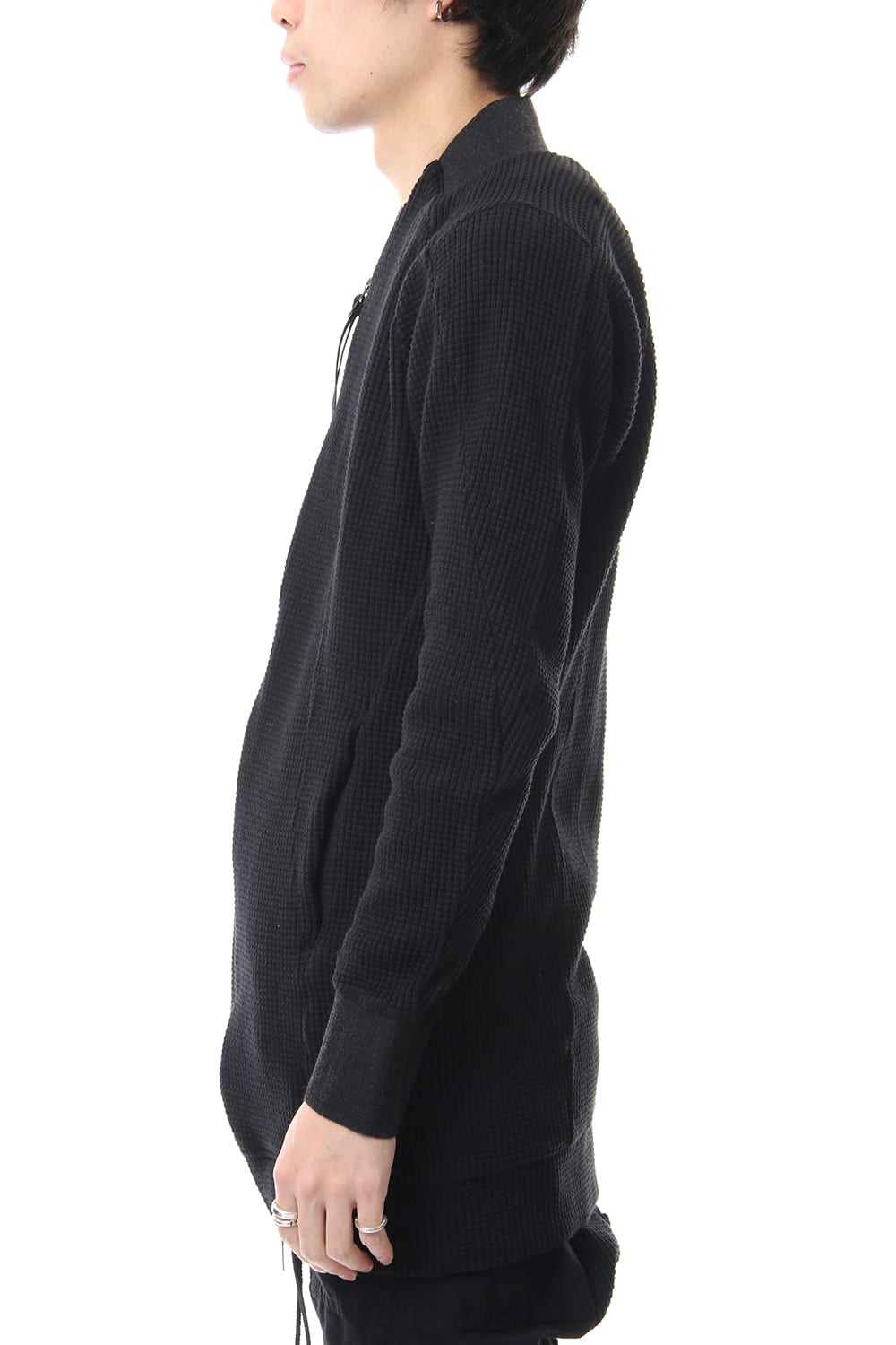 Heavy Waffle Long Bomber Cardigan