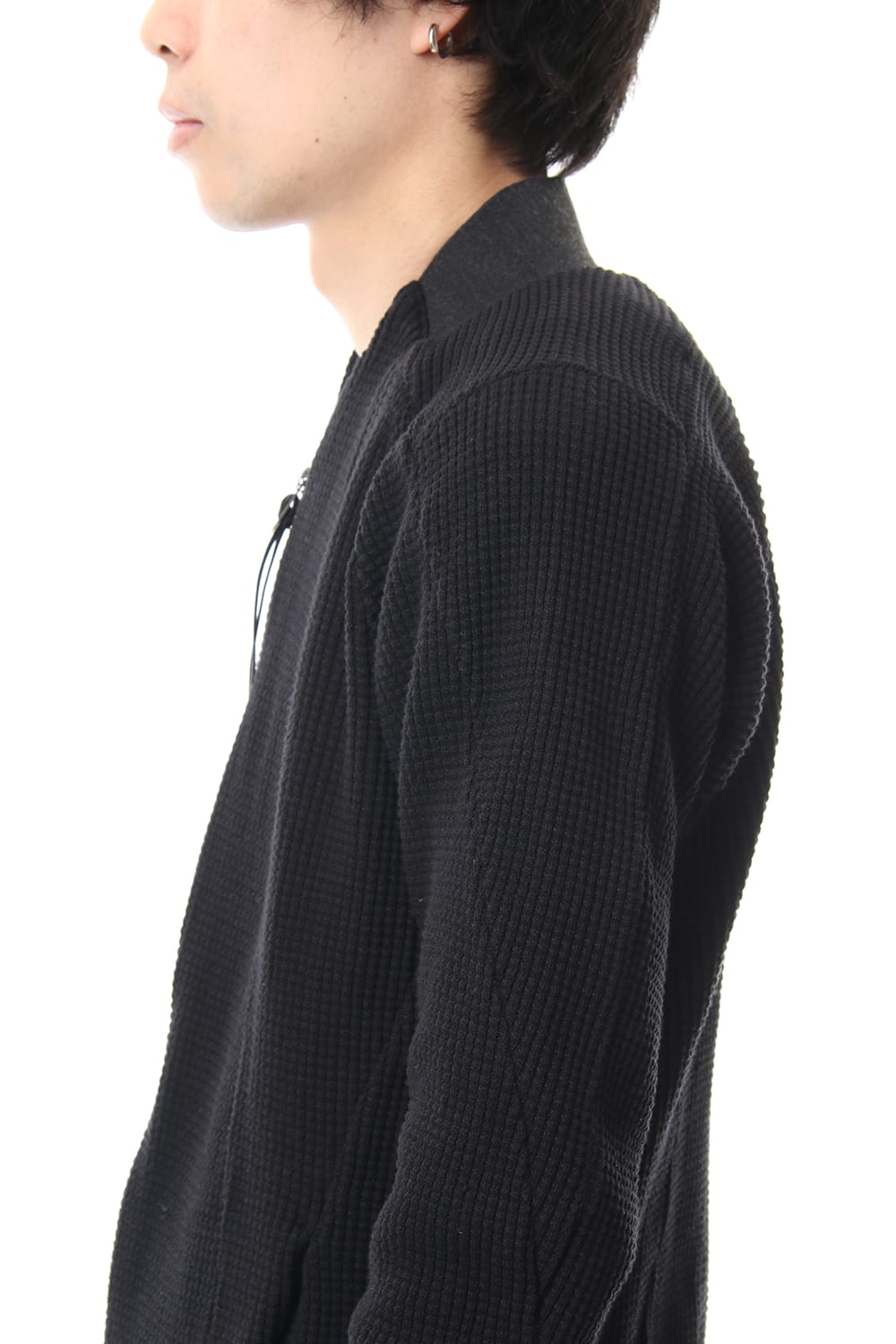 Heavy Waffle Long Bomber Cardigan